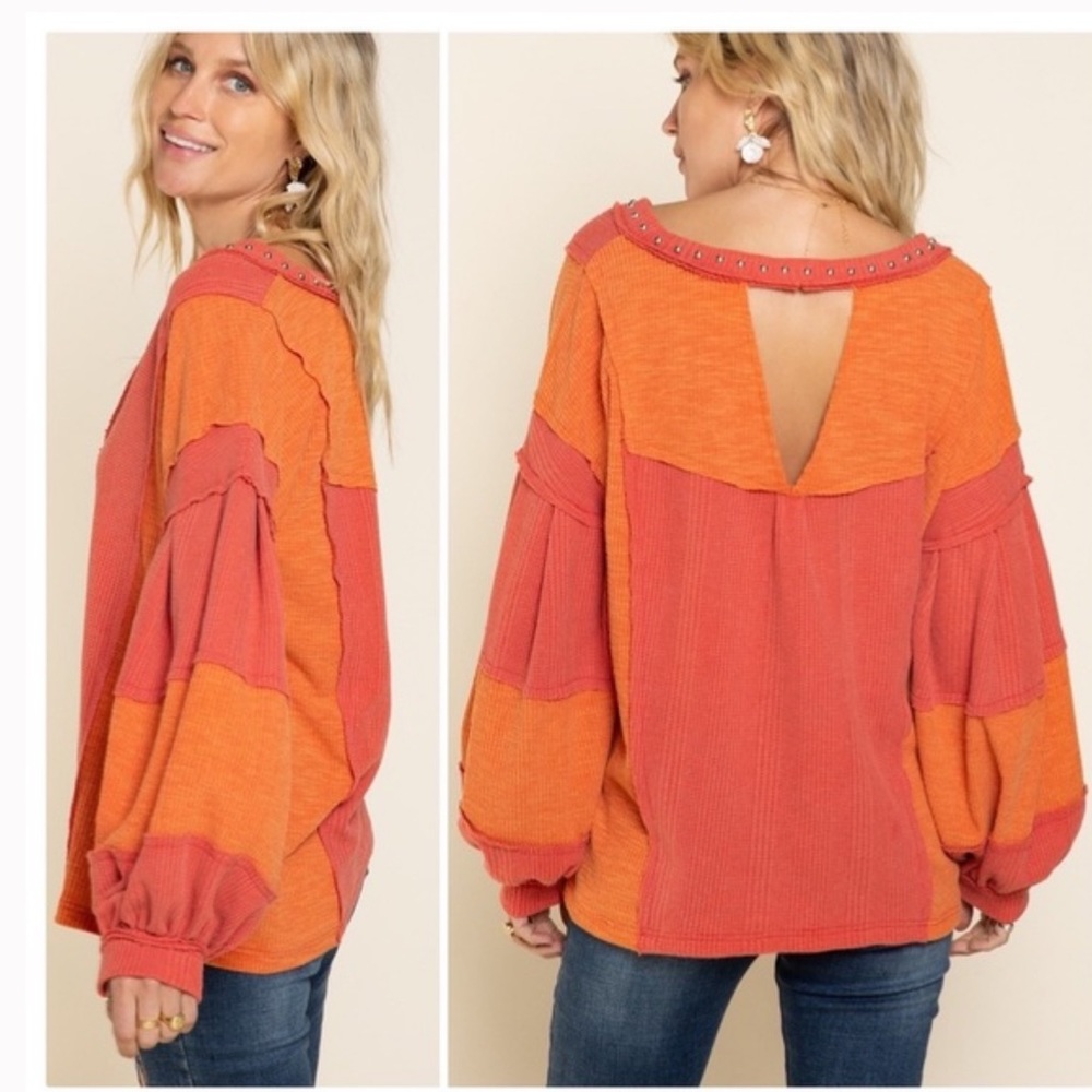 POL Raw Edge Color Block Top, never worn